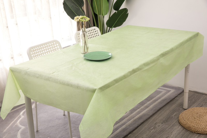 Cyan Color Flannel Backed PEVA Tablecloth 