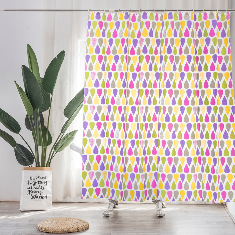 Pe Printed Water Droplet Pattern Barthroom Curtain
