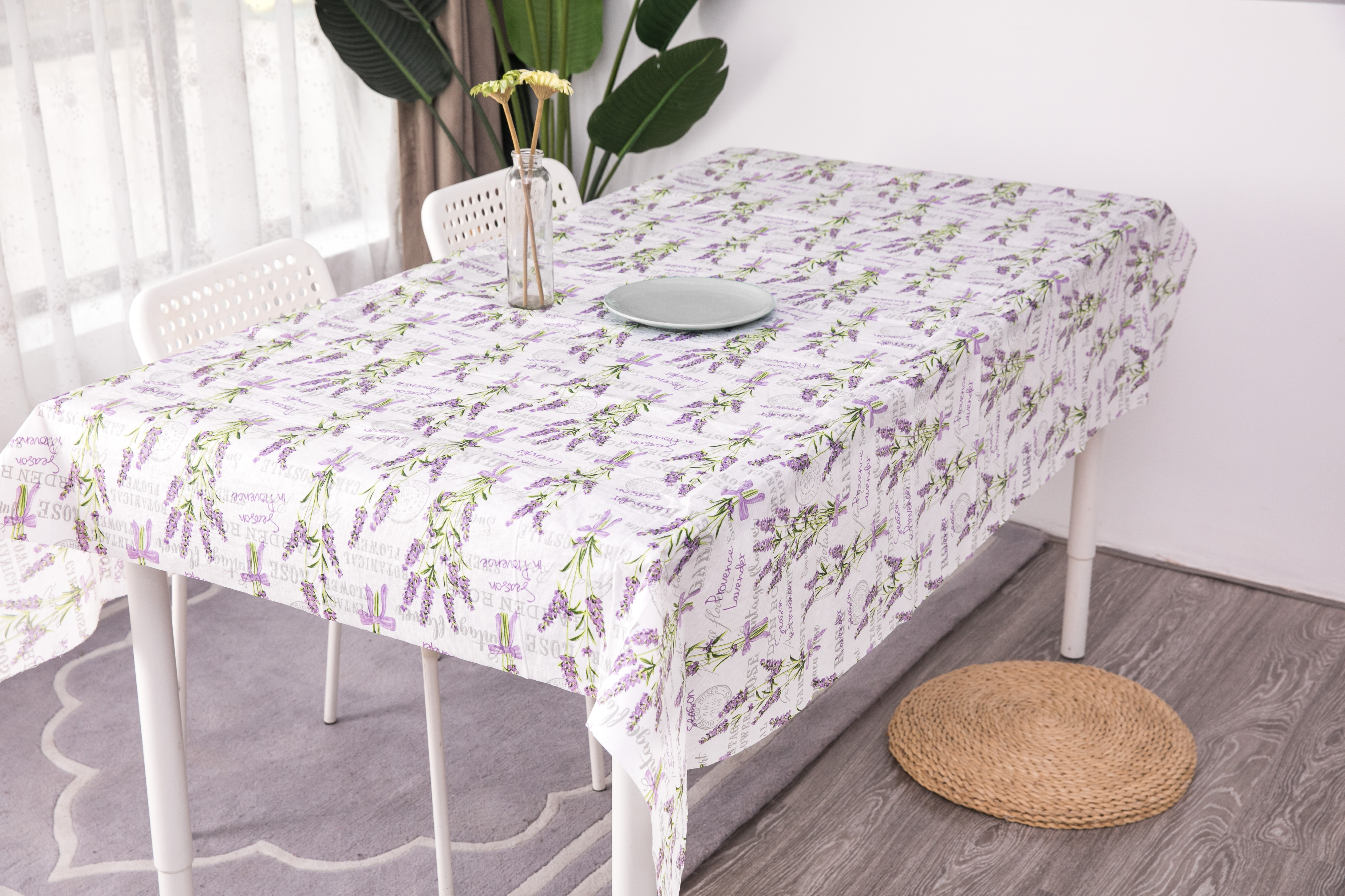 Valentine's Day Series Printing Lavender Pattern Table Cover 