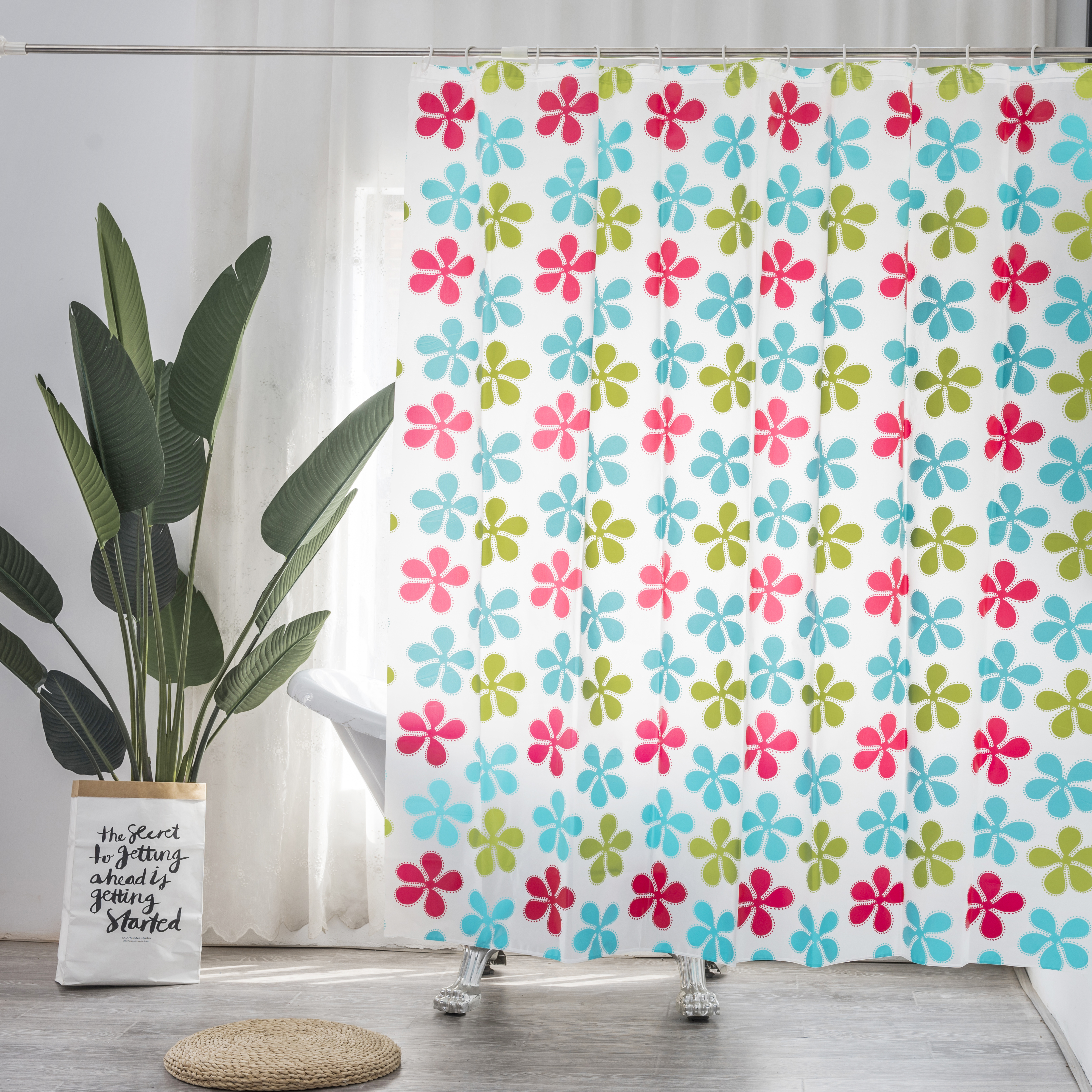 Flower Style Printing Peva Shower Curtain