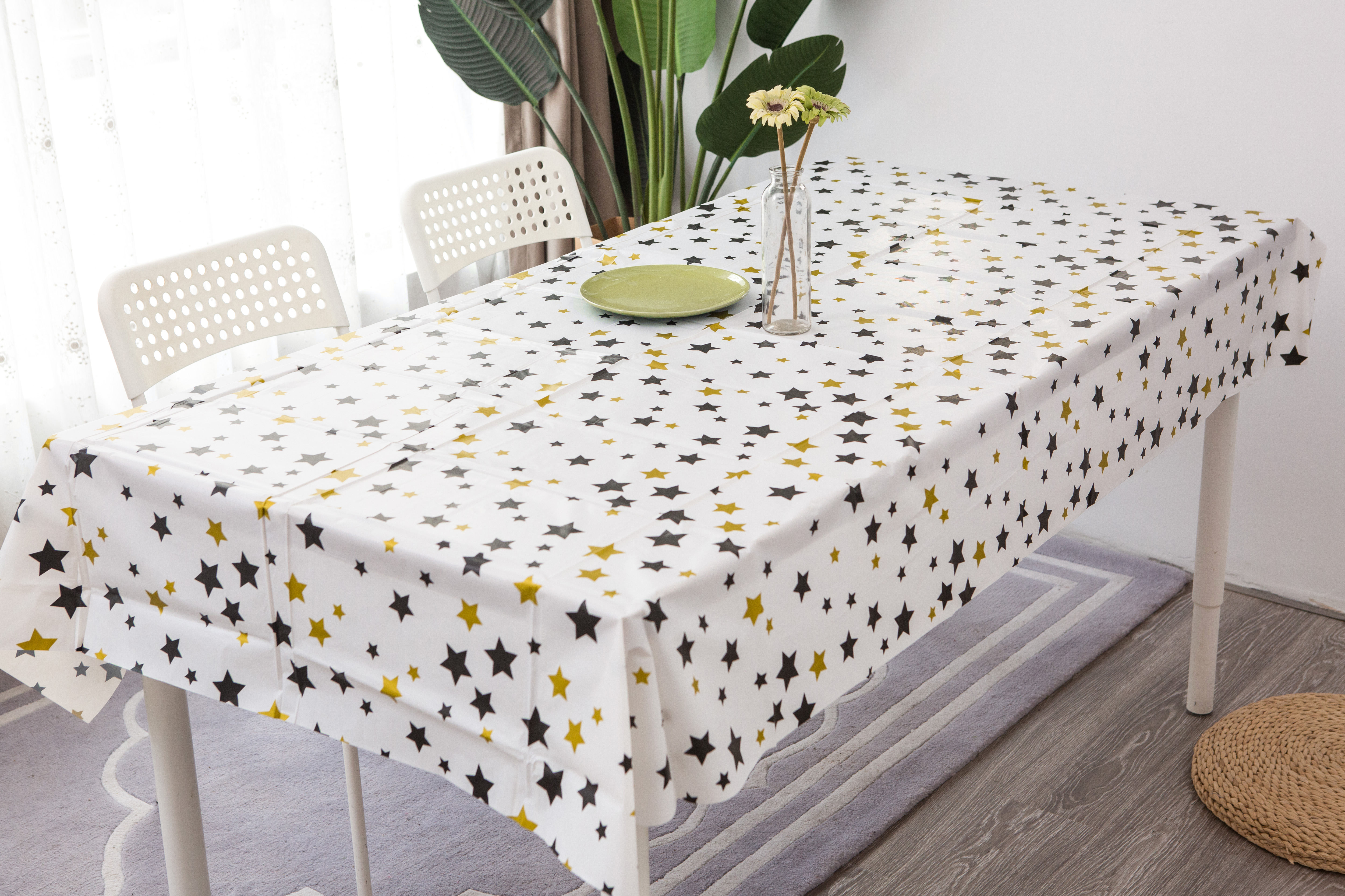  Pe Printed Five-pointed Star Table Cover for Party