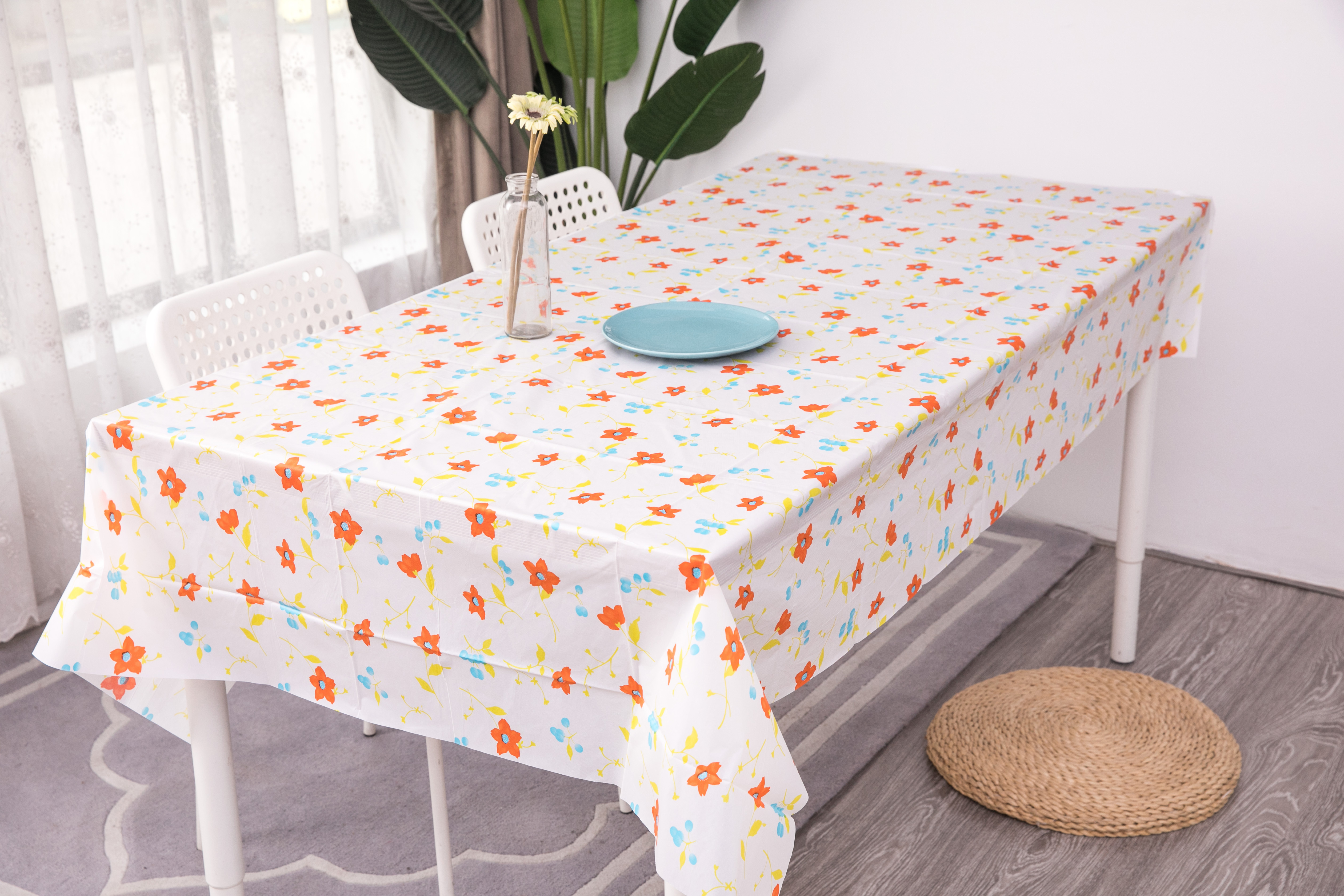  Pe Printed Flower Table Cover for Party
