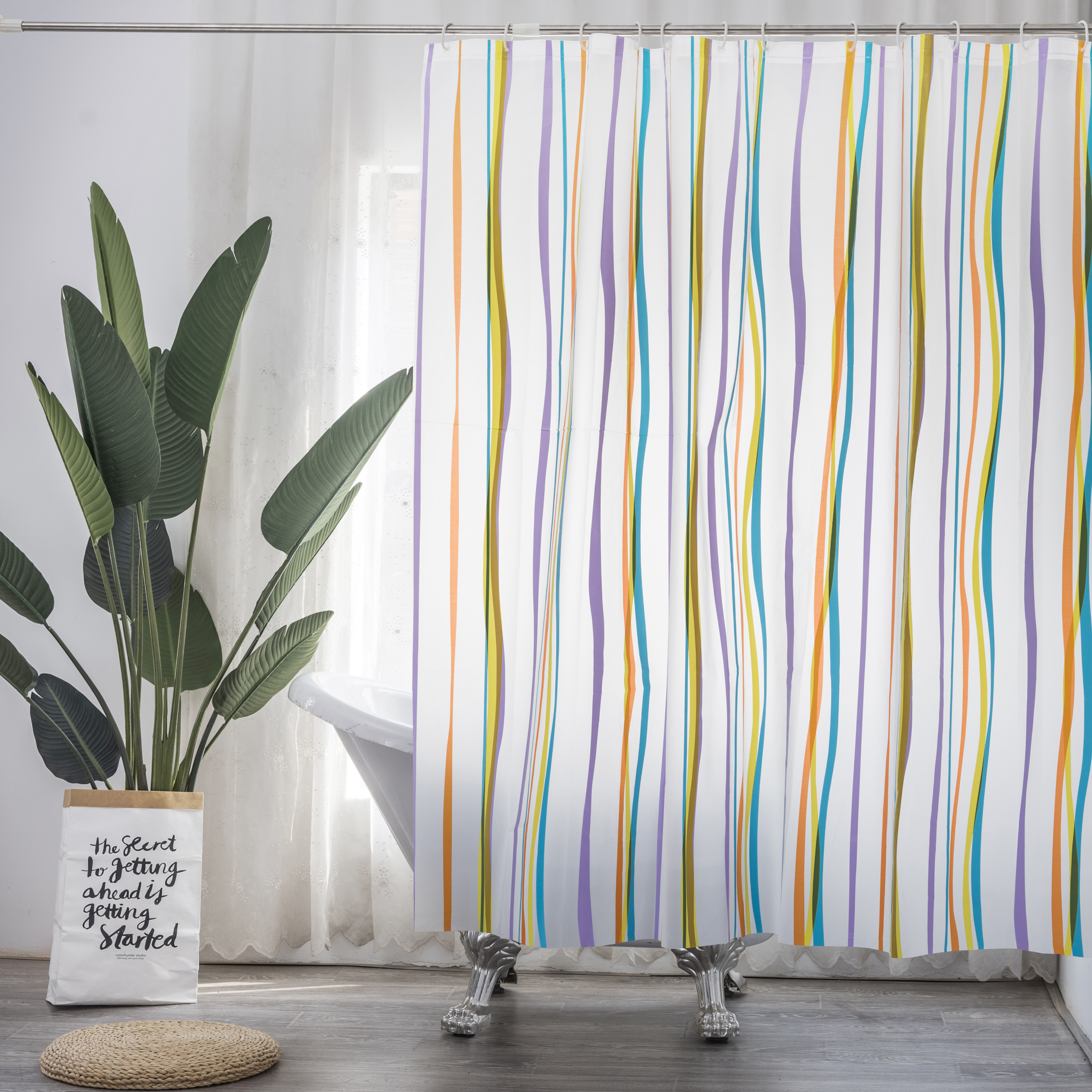 Colored Stripe Style Peva Shower Curtain