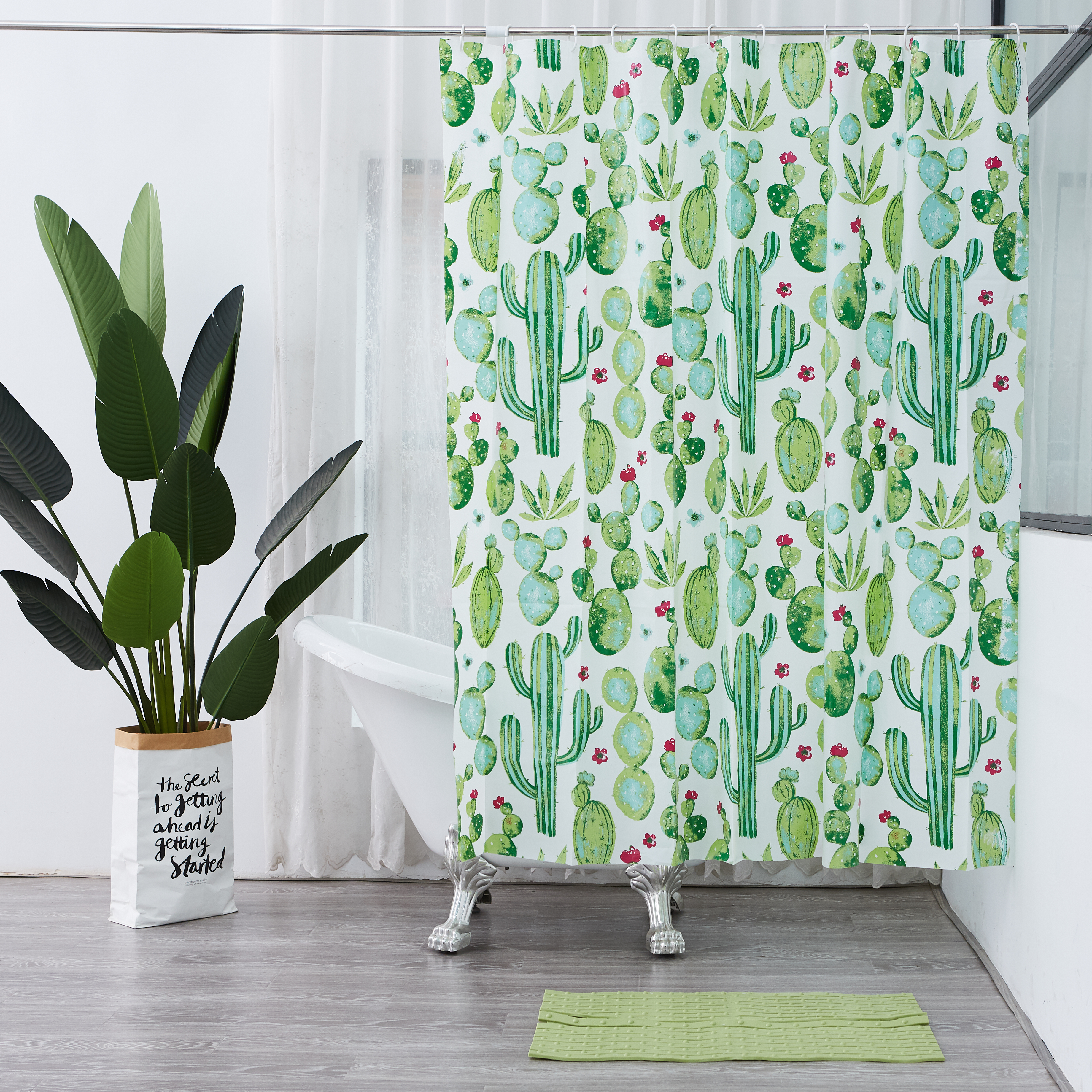 Cactus Pattern Peva Shower Curtain
