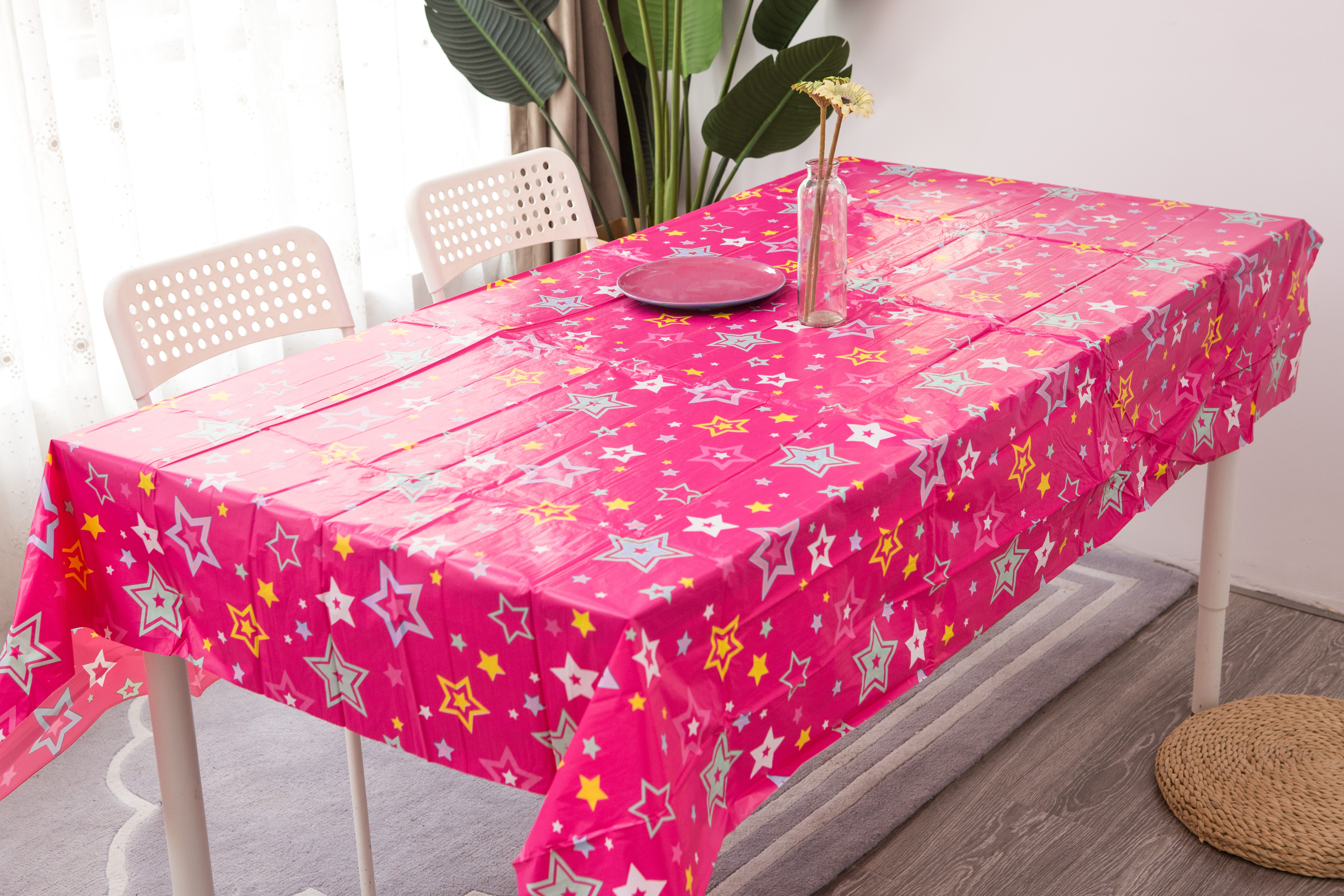  Pe Printed Five-pointed Star Table Cover for Party