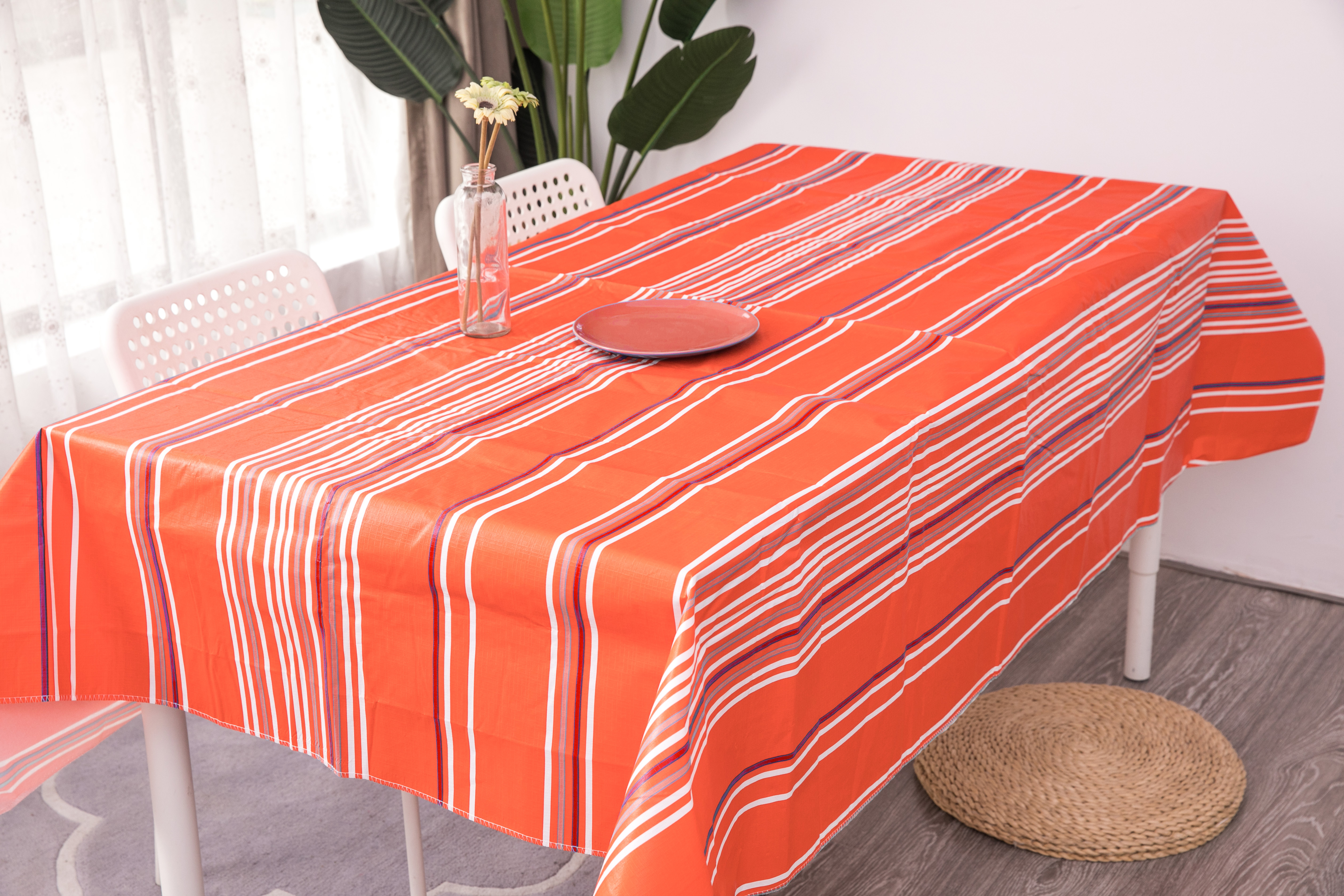 Flannel Tablecloth With Sewing Printing Stripe Pattern