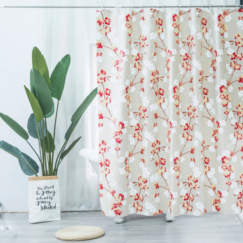 Plum Blossom Style Printing Peva Shower Curtain