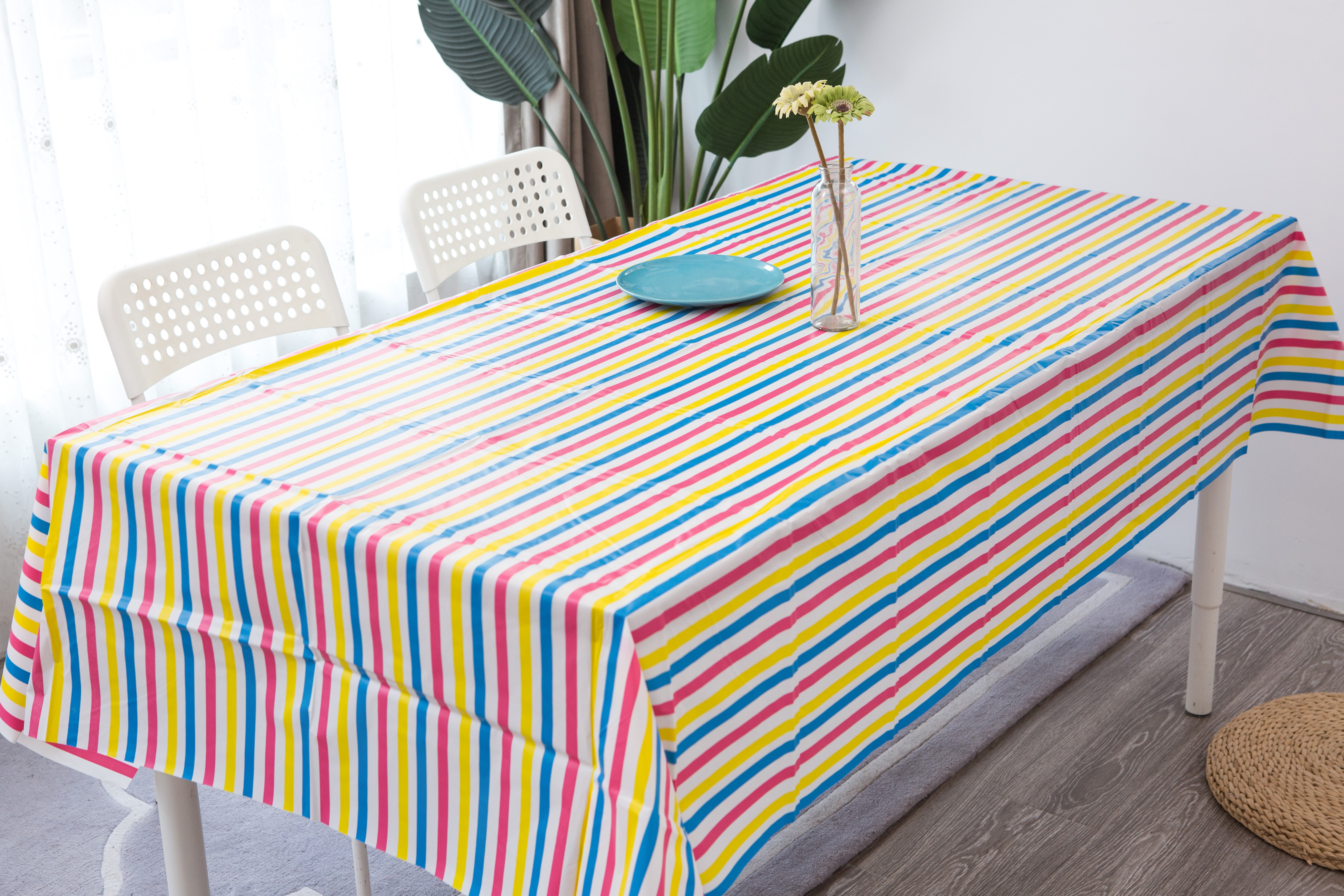 Stripe Pattern Pe Table Cover for Party