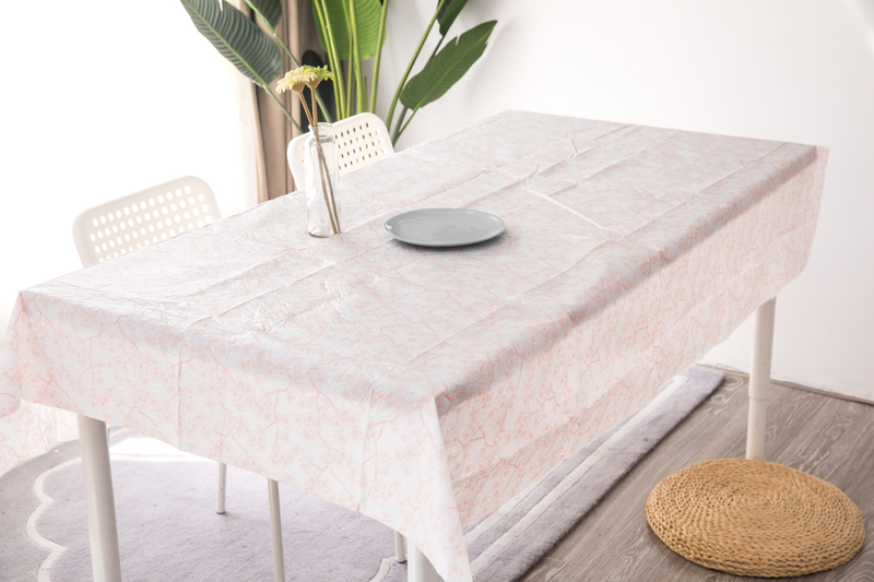  Peva Tablecloth With Flannel Back Printed Flower Pattern For Spring And Autumn