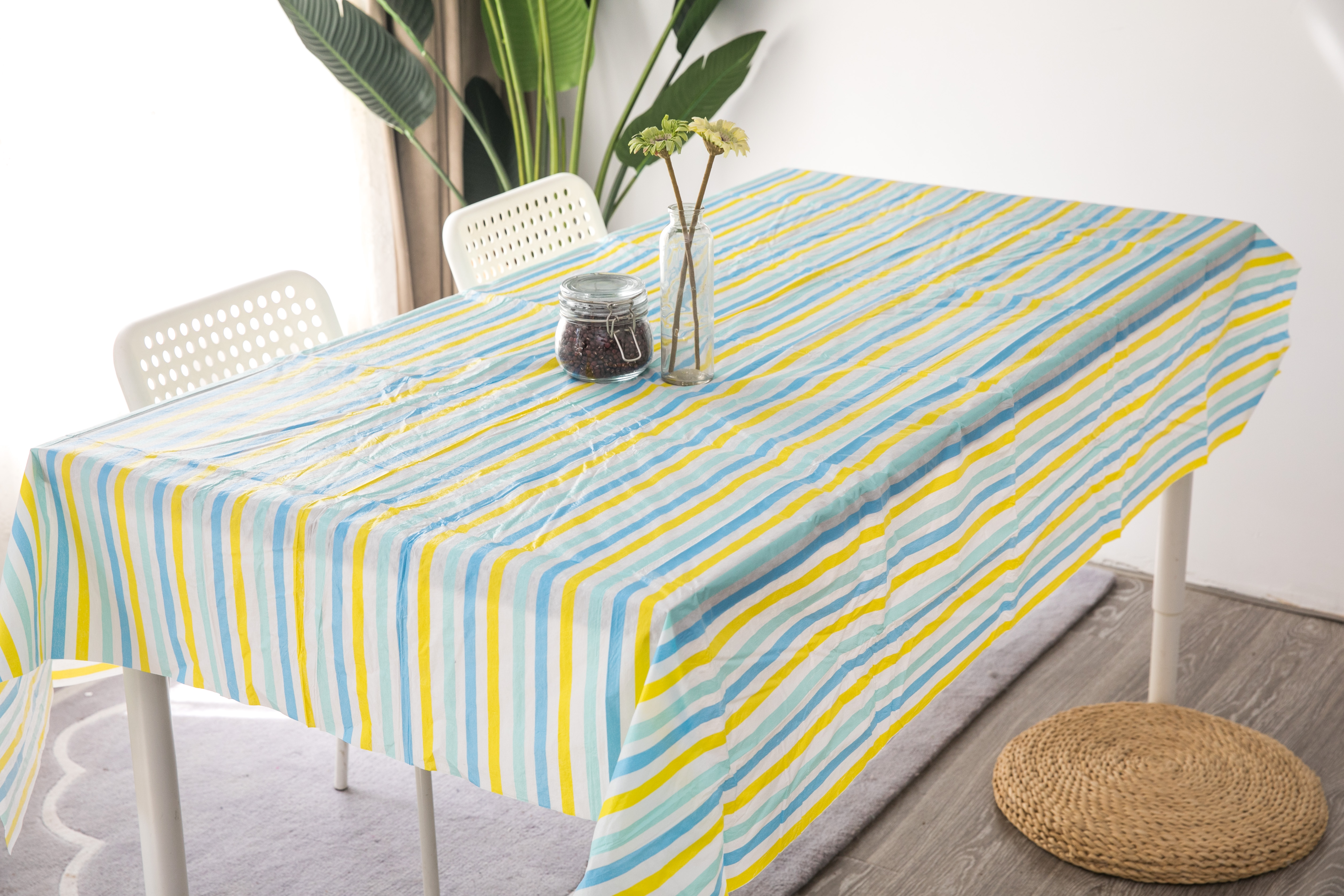 Stripe Pattern Pe Table Cover for Party