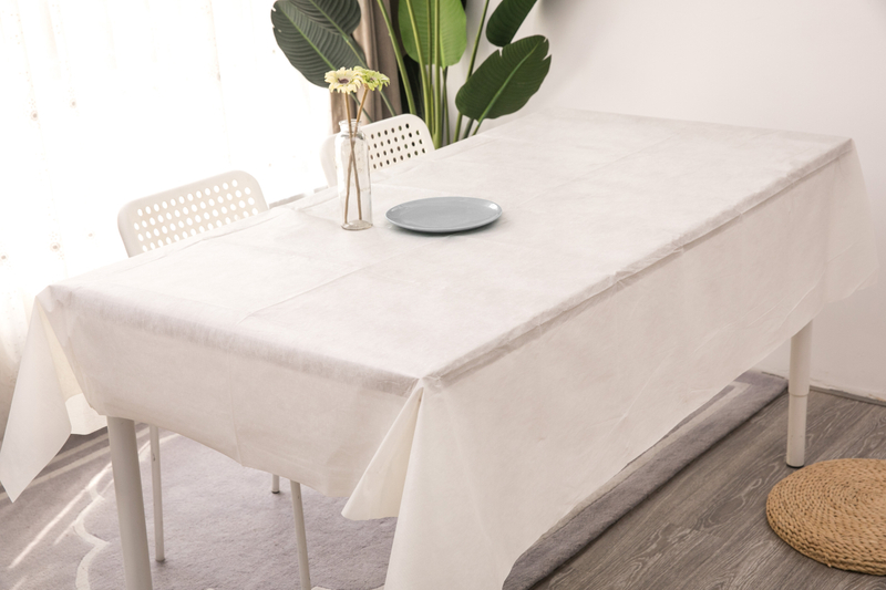 White Color Flannel Backed PEVA Tablecloth 