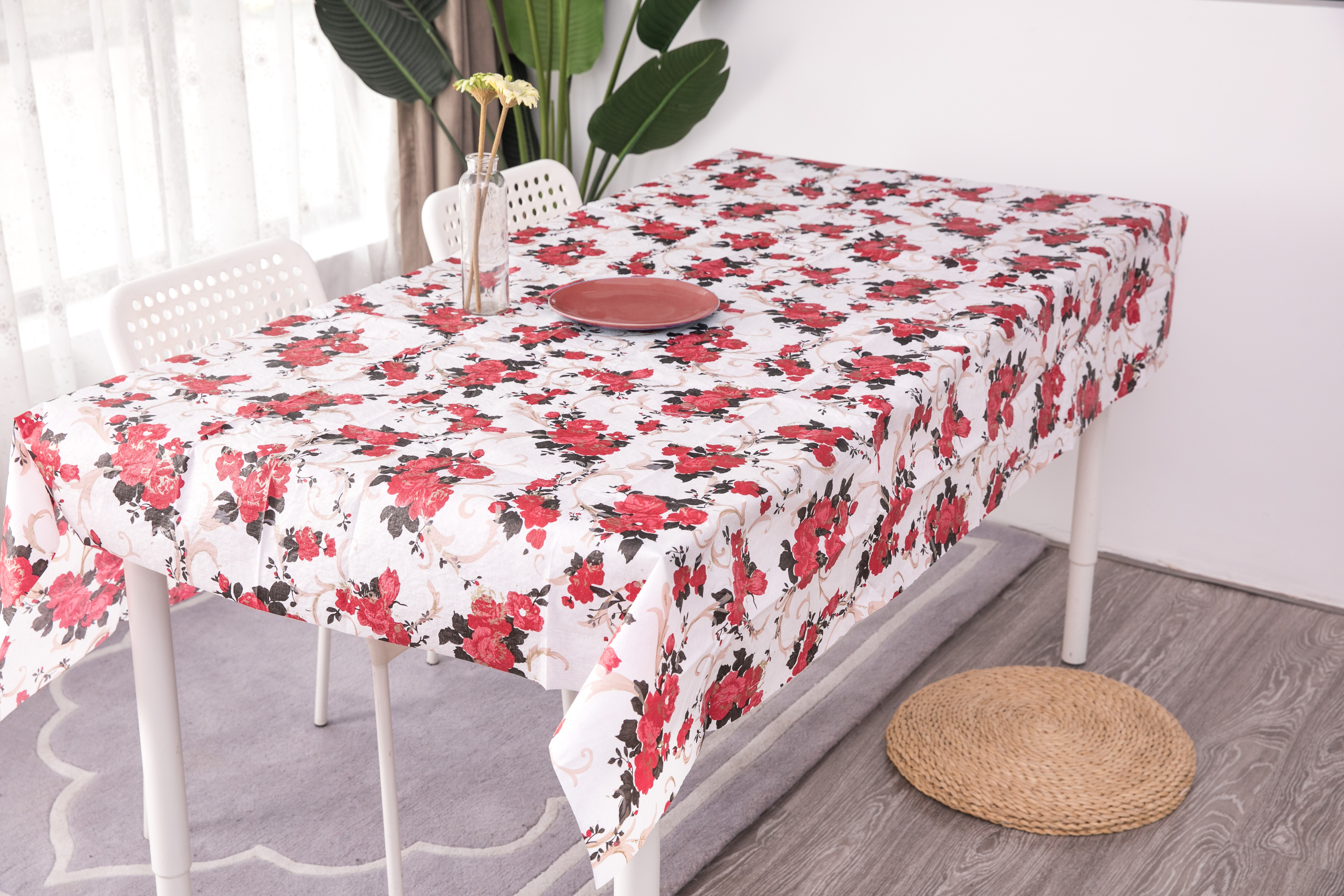 Valentine's Day Series Printing Beautiful Flower Pattern Table Cover 