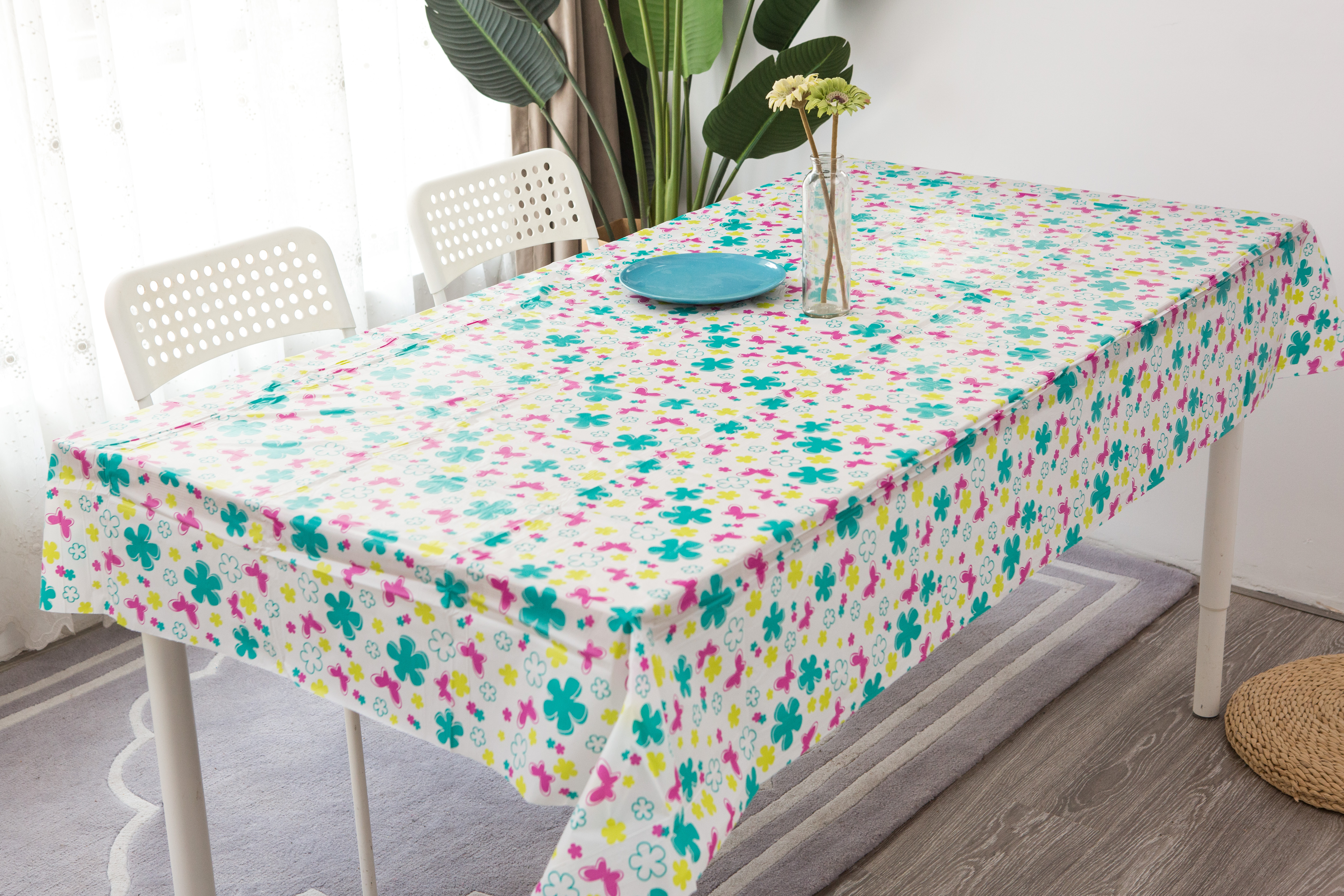  Pe Printed Flower Table Cover for Party