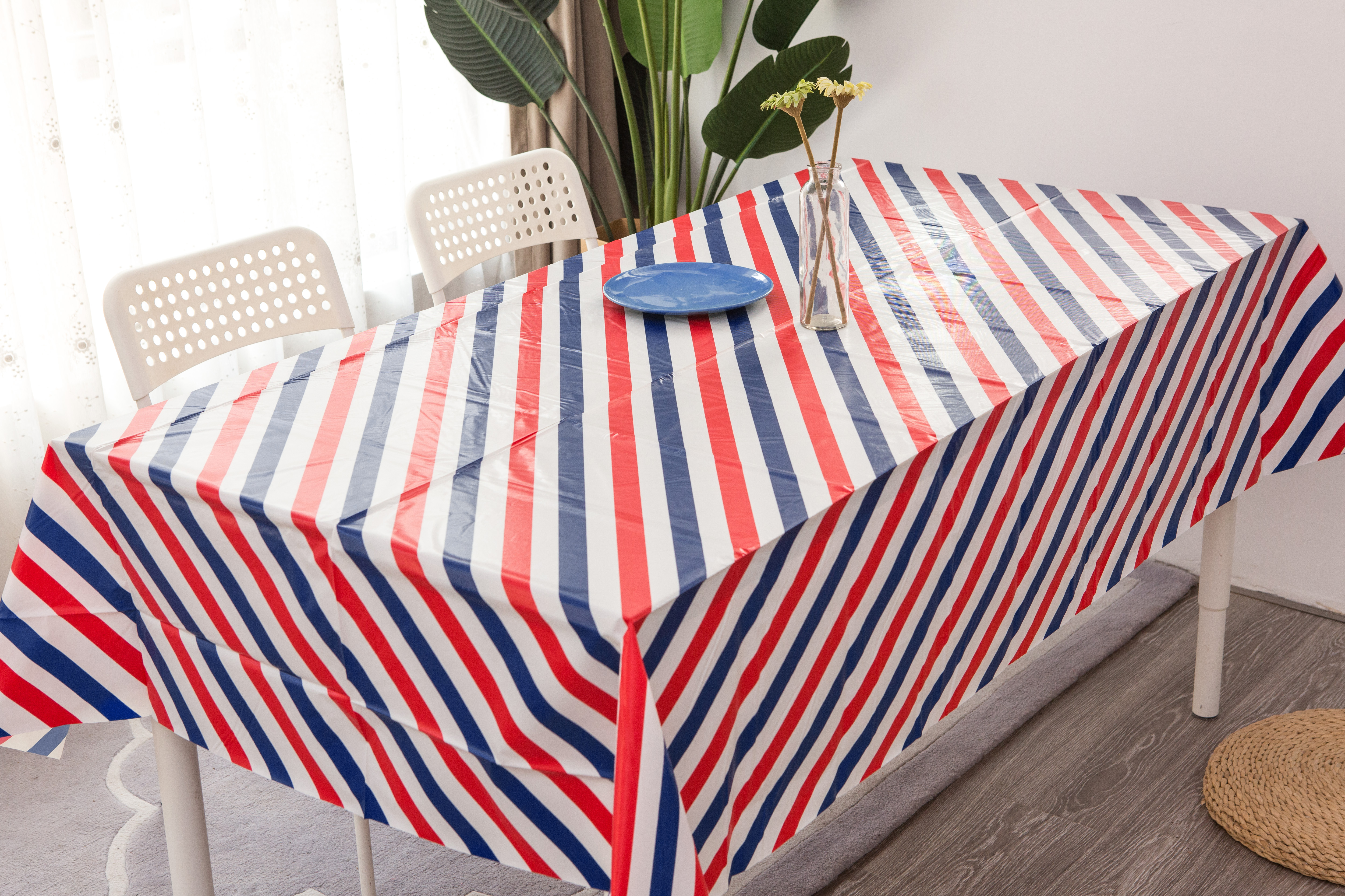 Stripe Pattern Pe Table Cover for Party