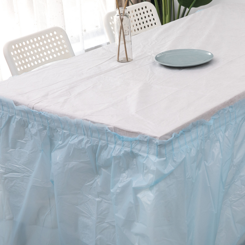 Light Blue Color PEVA Table Skirt