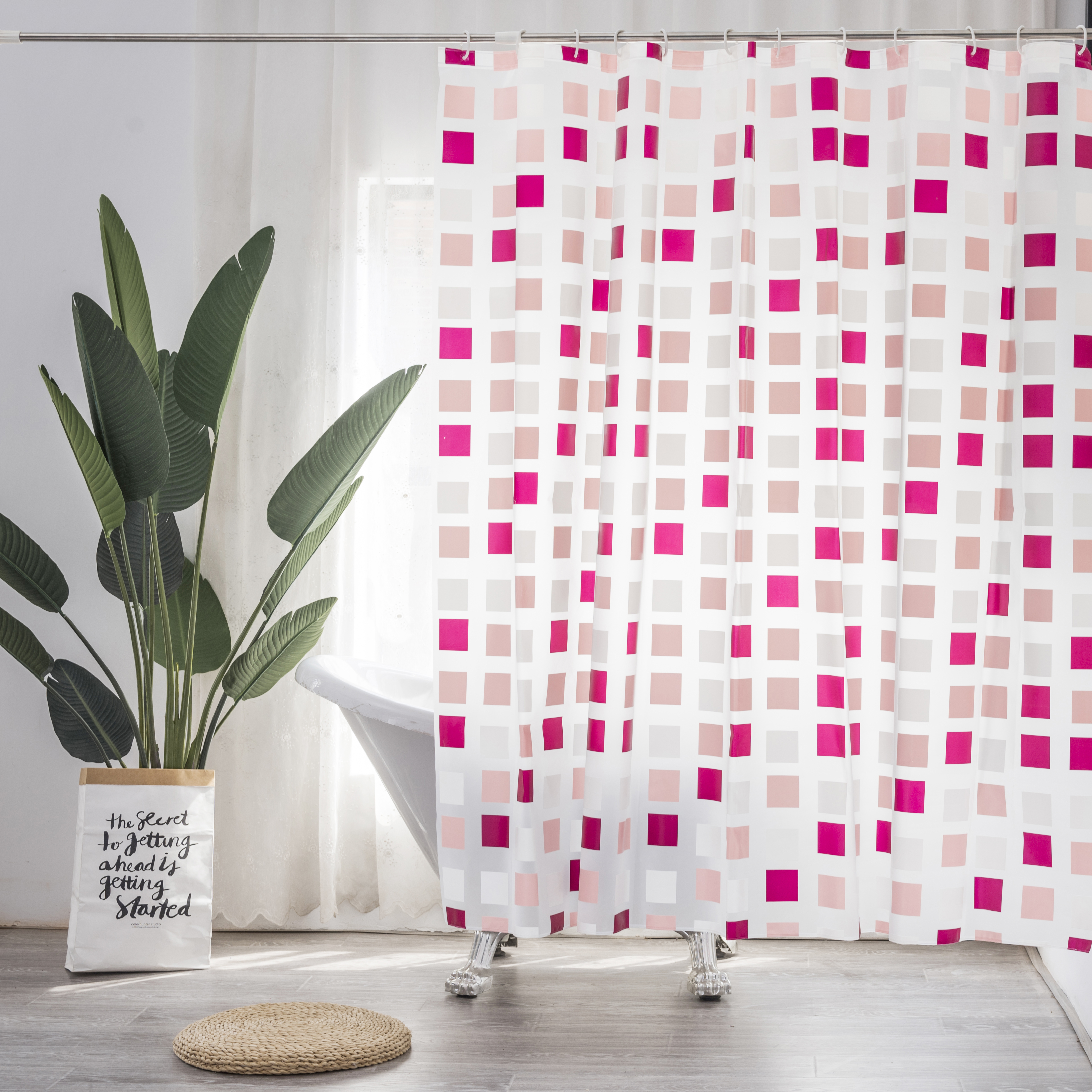 Printed square Frame Style Peva Shower Curtain