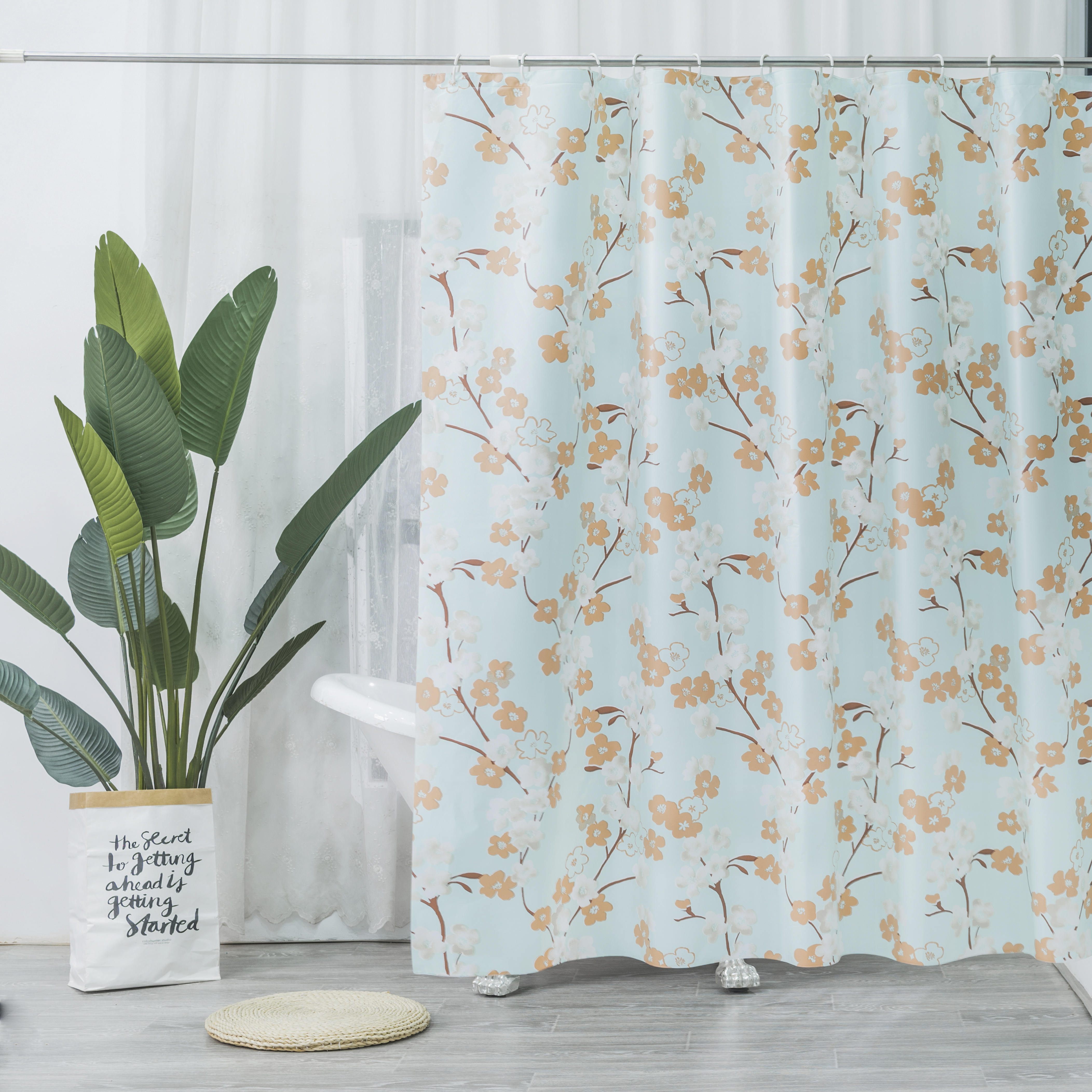Plum Blossom Style Printing Peva Shower Curtain