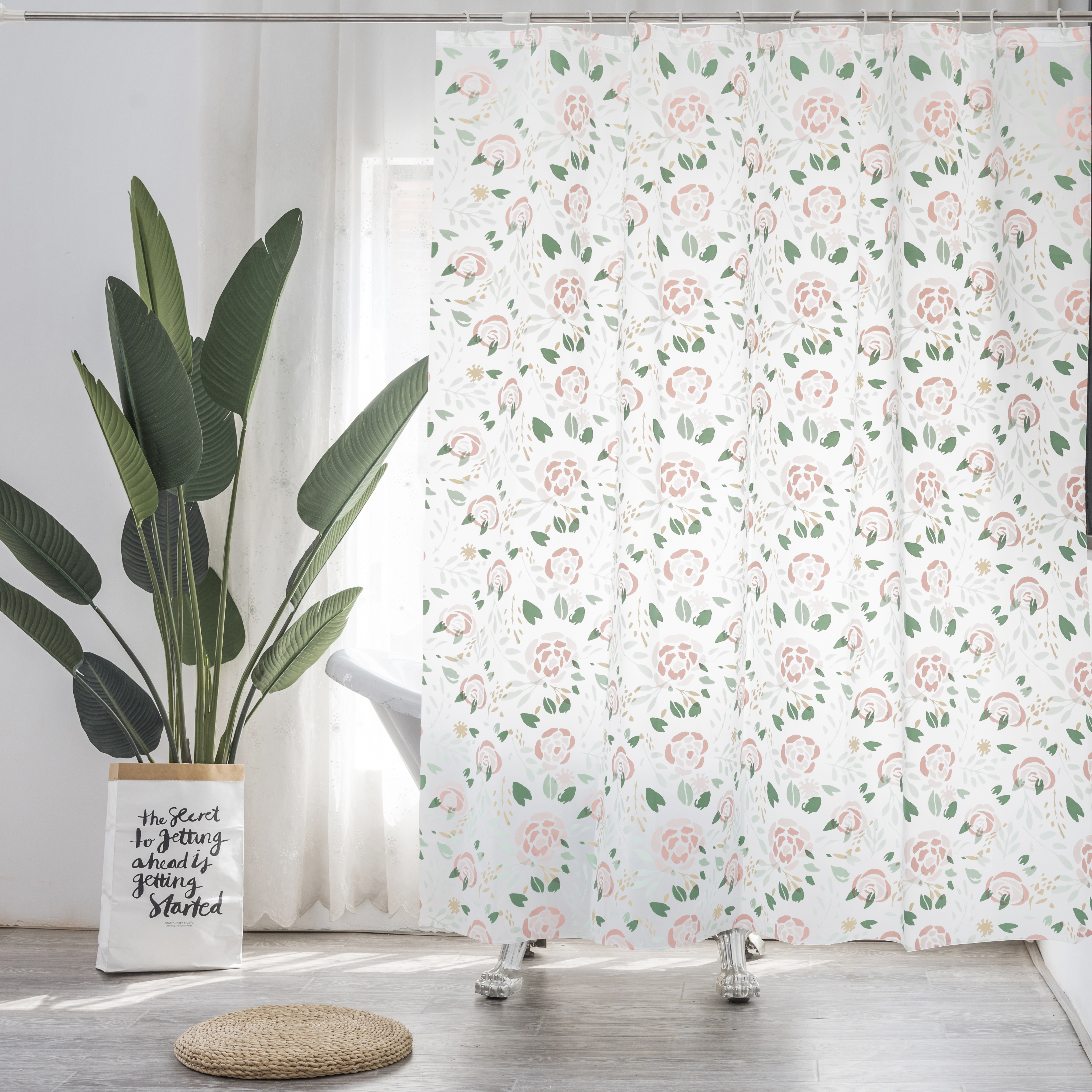 Flower Style Printing Peva Shower Curtain